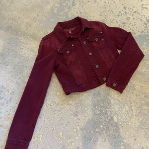 Miss Me Cropped Denim Jacket with Bling